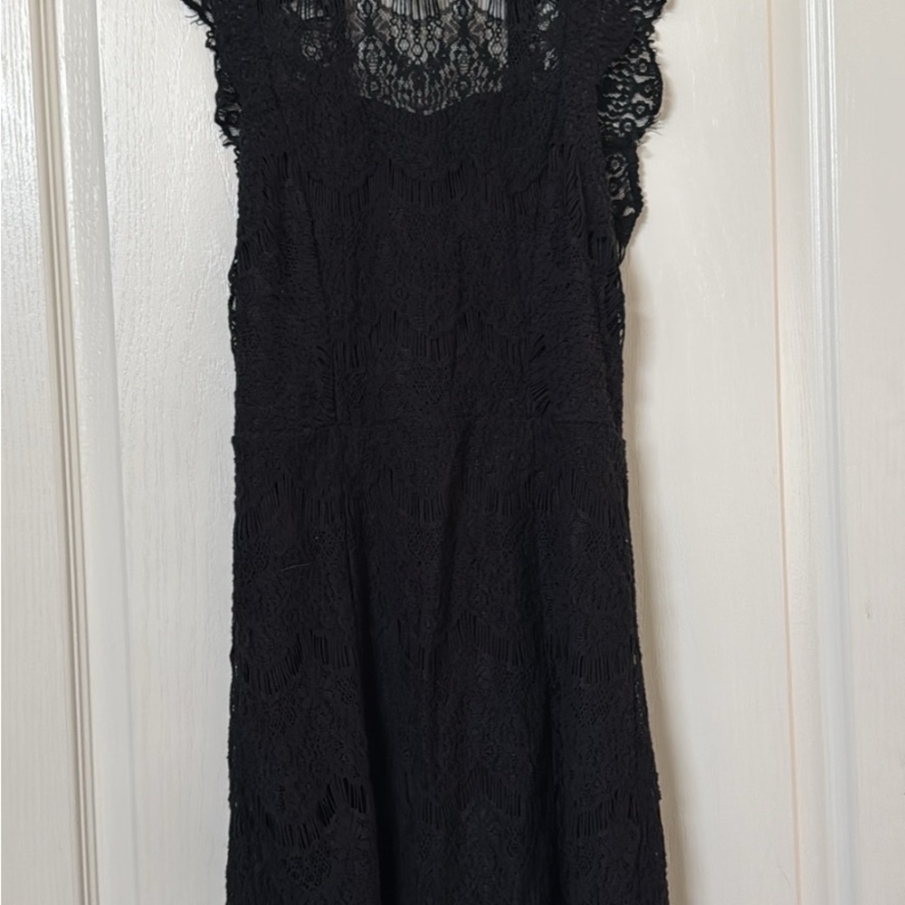 Free People Elegant Black Lace Midi Dress